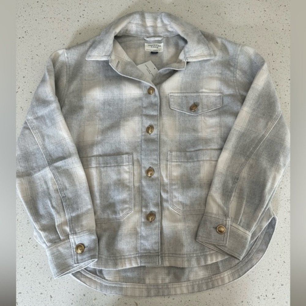 AMERICAN EAGLE PLAID WITH GOLD BUTTONS TOP